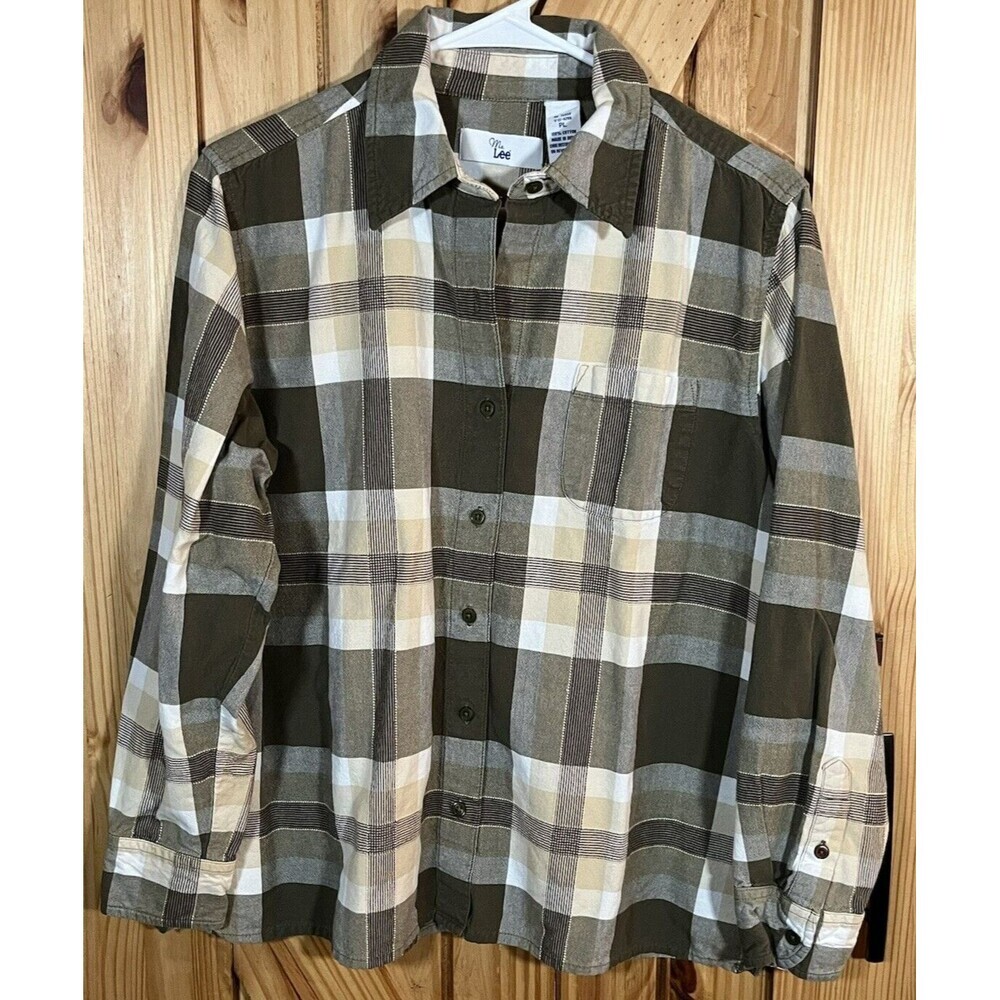 Ms. Lee Women's LS Button Up Flannel Top Shirt Blouse Petite PL *SEE DESCRIP*